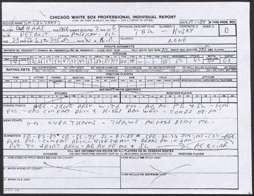 Dave Haas scouting report, 1989 November