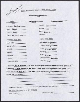 John Hairston scouting report, 1967