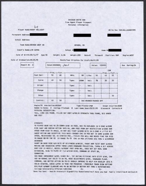 Roy Halladay scouting report, 1995 March 31