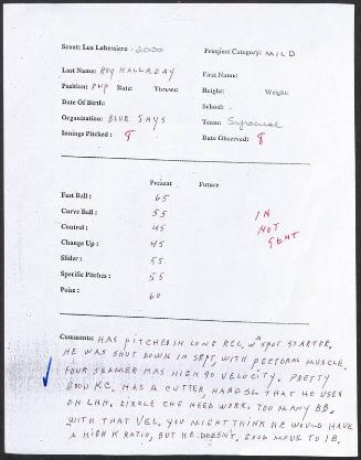 Roy Halladay scouting report, 1998