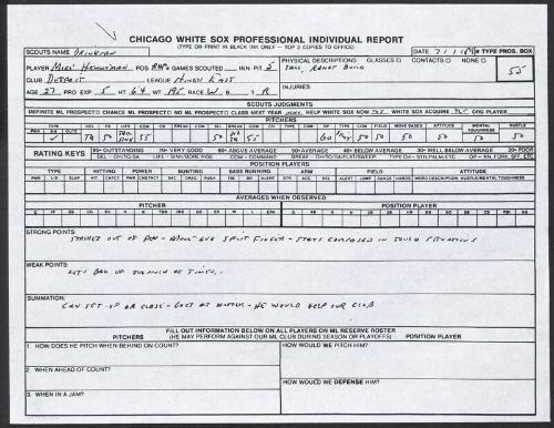 Mike Henneman scouting report, 1989 July 01