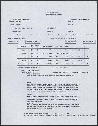 Chad Hermansen scouting report, 1995 March 10