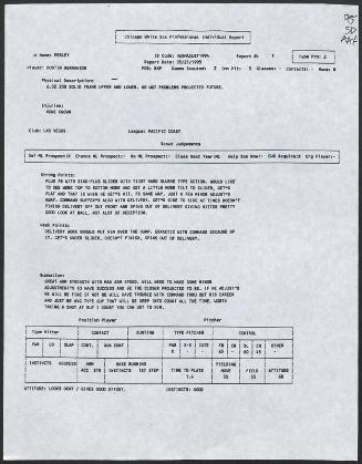 Dustin Hermanson scouting report, 1995 May 21