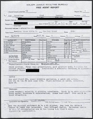 Orel Hershiser scouting report, 1979 April 17