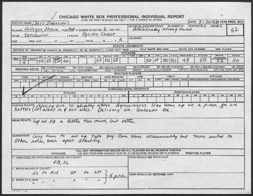 Shawn Hillegas scouting report, 1990 July 20