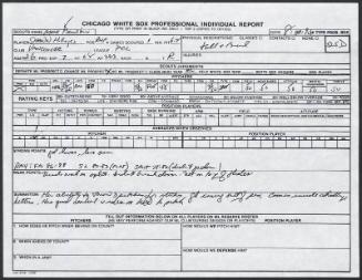 Shawn Hillegas scouting report, 1990 August 20