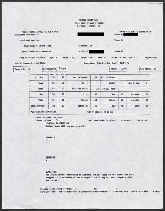 A.J. Hinch scouting report, 1995 February 20