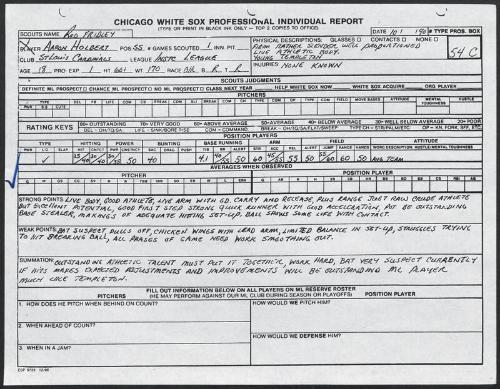 Aaron Holbert scouting report, 1990 October