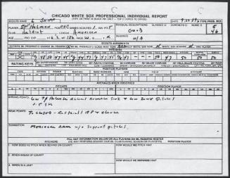 Shawn Holman scouting report, 1989 September 22