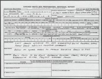 Tyler Houston scouting report, 1990 October 23