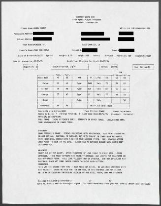 Bob Howry scouting report, 1994 February 16