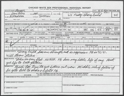 John Hudek scouting report, 1990 August 10