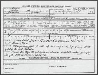 John Hudek scouting report, 1990 August 10