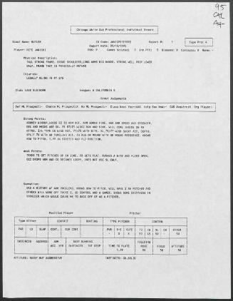 Pete Janicki scouting report, 1995 September 10