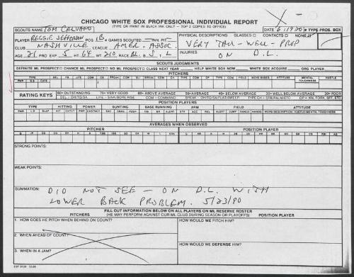 Reggie Jefferson scouting report, 1990 June 19