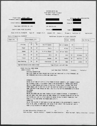 Jacque Jones scouting report, 1996 February 24