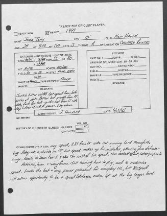 Terry Jones scouting report, 1995 June 17