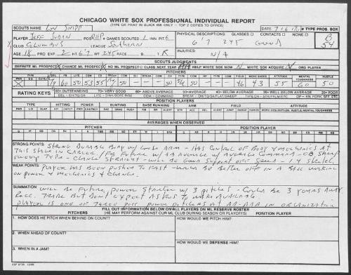 Jeff Juden scouting report, 1990 July 06