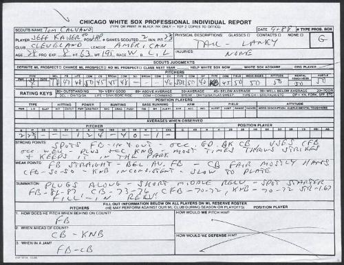 Jeff Kaiser scouting report, 1989 September