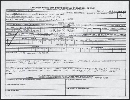 Brian Keyser scouting report, 1990 August 03