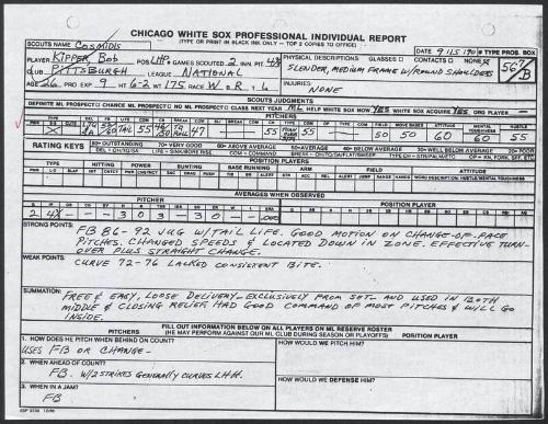 Bob Kipper scouting report, 1990 September 15