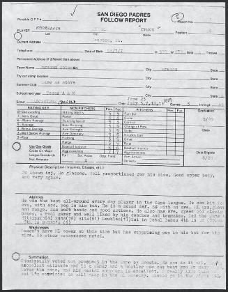 Chuck Knoblauch scouting report, 1989 June-July