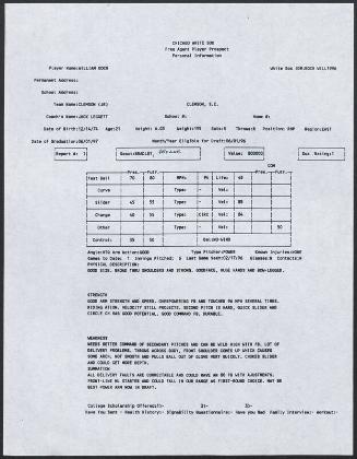 Billy Koch scouting report, 1996 February 17