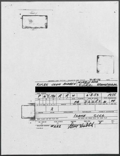 Jack Kucek scouting report, 1972 July 18