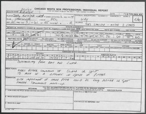 Jerry Kutzler scouting report, 1990