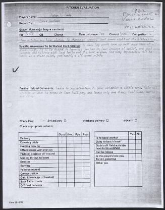 Pete Ladd scouting report, 1982