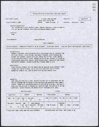 David Lamb scouting report, 1995 June 16