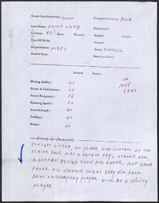 David Lamb scouting report, 2000