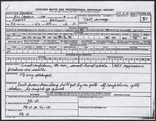 Bill Landrum scouting report, 1990 June 21