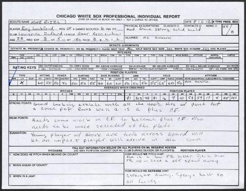 Ray Lankford scouting report, 1990 August 06