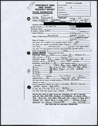 Barry Larkin scouting report, 1981 April 12