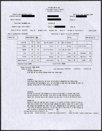 Matt LeCroy scouting report, 1997 February 28