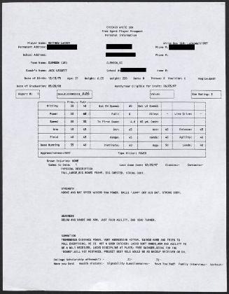 Matt LeCroy scouting report, 1997 February 23