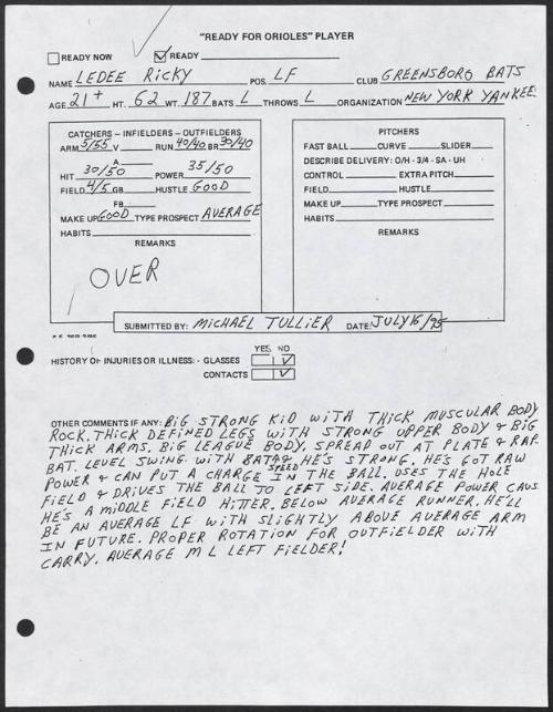 Ricky LedÃ©e scouting report, 1995 July 16