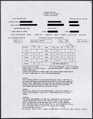 David Lee scouting report, 1995 April 20