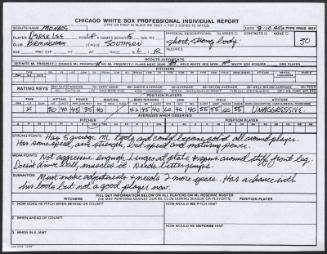 Derek Lee scouting report, 1990 August 10