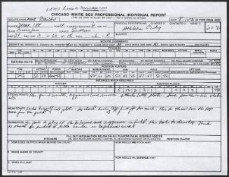 Derek Lee scouting report, 1990 August 18