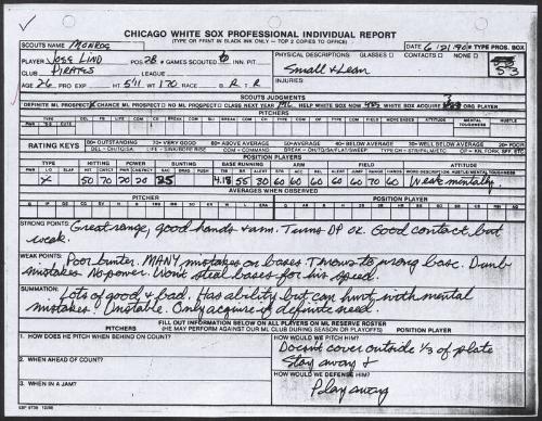 Jose Lind scouting report, 1990 June 21