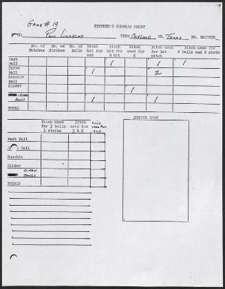 Paul Lindblad scouting report, 1976 September 19