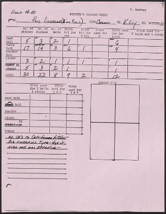 Paul Lindblad scouting report, 1976 September 29