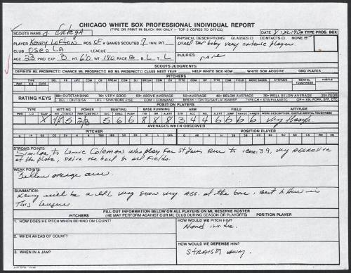 Kenny Lofton scouting report, 1990 August 22