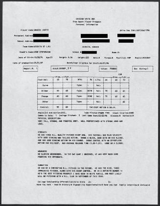 Braden Looper scouting report, 1996 March 23