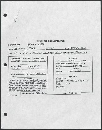 Mark Loretta scouting report, 1995 August 15