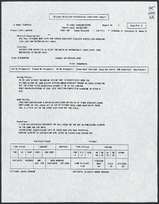 Eric Ludwick scouting report, 1995 June 22