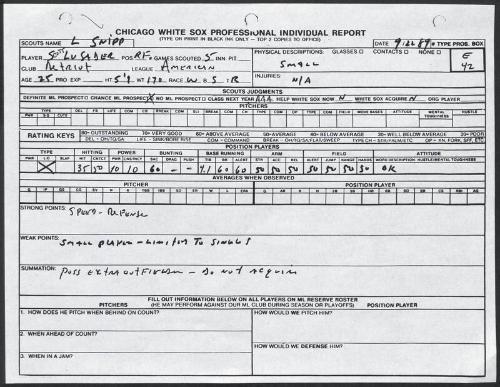 Scott Lusader scouting report, 1989 September 22