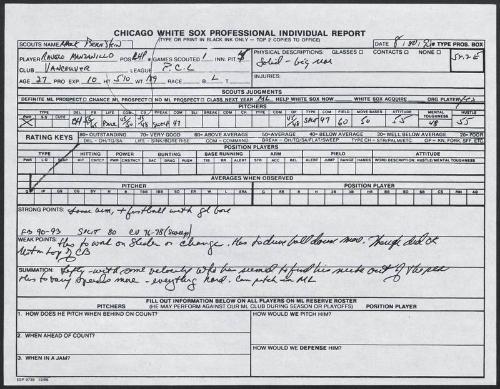 Ravelo Manzanillo scouting report, 1990 August 20